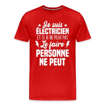 Je suis électricien - T-shirt bio Premium Homme - rouge - Devant - Damien (186cm)