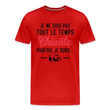 Je suis pas tout le temps chiante parfois je dors - T-shirt bio Premium Homme - rouge - Devant - Damien (186cm)
