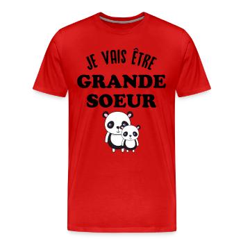 Je vais être grande sœur, Future grande soeur - T-shirt bio Premium Homme - rouge - Devant - Damien (186cm)