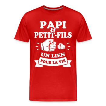 Papi et petit fils lien pour la vie - T-shirt bio Premium Homme - rouge - Devant - Damien (186cm)