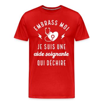 Embrasse moi je suis une aide-soignante cadeau - T-shirt bio Premium Homme - rouge - Devant - Damien (186cm)