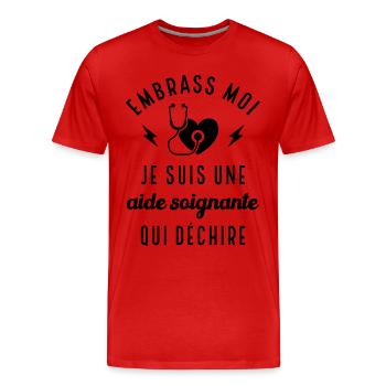 Embrasse moi je suis une aide-soignante cadeau - T-shirt bio Premium Homme - rouge - Devant - Damien (186cm)