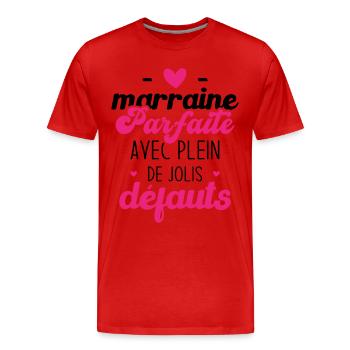 Marraine parfaite avec plein de jolis défauts - T-shirt bio Premium Homme - rouge - Devant - Damien (186cm)
