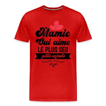 Mamie qui aime le plus ses petits enfants - T-shirt bio Premium Homme - rouge - Devant - Damien (186cm)