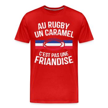 Au Rugby Un Caramel C'est Pas Une Friandise - T-shirt bio Premium Homme - rouge - Devant - Damien (186cm)