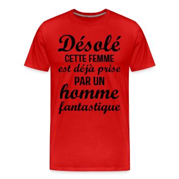 Désolé cette femme est déjà Prise - T-shirt bio Premium Homme - rouge - Devant - Damien (186cm)