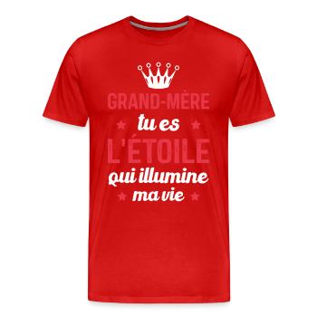 Grand-mère tu es l'étoile qui illumine ma vie - T-shirt bio Premium Homme - rouge - Devant - Damien (186cm)