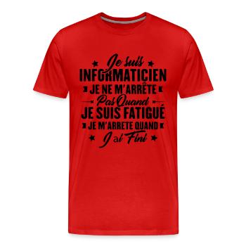Je suis informaticien, Cadeau Informaticien - T-shirt bio Premium Homme - rouge - Devant - Damien (186cm)