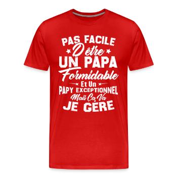 Un papa formidable et un papy exceptionnel - T-shirt bio Premium Homme - rouge - Devant - Damien (186cm)