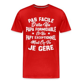 Un papa formidable et un papy exceptionnel - T-shirt bio Premium Homme - rouge - Devant - Damien (186cm)
