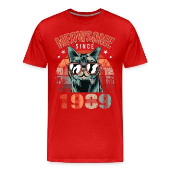 Meowsome 1989 Year of birth 1989 Cat birthday - Men's Premium Organic T-Shirt - red - Front - Damien (186cm)