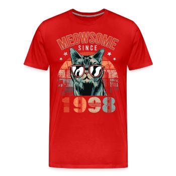 Meowsome 1998 Année de naissance 1998 Anniversaire du chat - T-shirt bio Premium Homme - rouge - Devant - Damien (186cm)