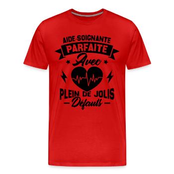 Aide soignante parfaite, Cadeau Aide soignante - T-shirt bio Premium Homme - rouge - Devant - Damien (186cm)