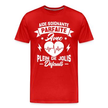Aide soignante parfaite, Cadeau Aide soignante - T-shirt bio Premium Homme - rouge - Devant - Damien (186cm)
