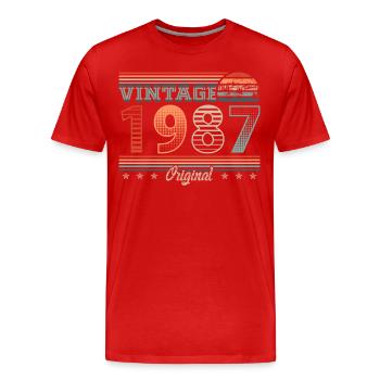 Vintage 1987 Year of birth 1987 Birthday Men - Men's Premium Organic T-Shirt - red - Front - Damien (186cm)