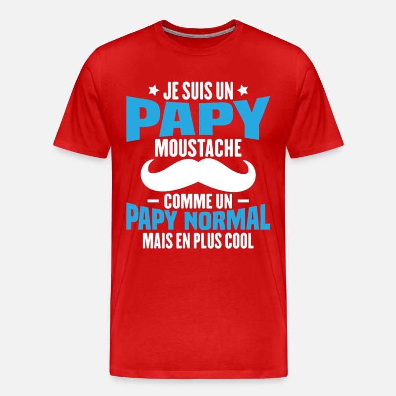 Un papy moustache comme un papy normal - T-shirt bio Premium Homme - rouge