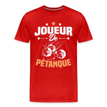 Joueur De Pétanque, Humour Cadeau Pétanque - T-shirt bio Premium Homme - rouge - Devant - Damien (186cm)