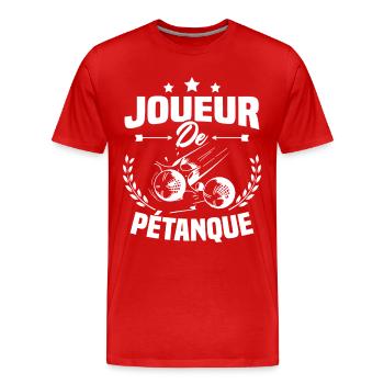 Joueur De Pétanque, Humour Cadeau Pétanque - T-shirt bio Premium Homme - rouge - Devant - Damien (186cm)