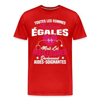 Les meilleures femmes deviennent aides-soignantes - T-shirt bio Premium Homme - rouge - Devant - Damien (186cm)