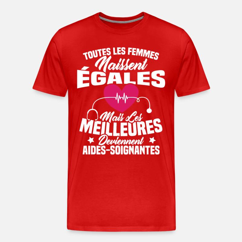 Les meilleures femmes deviennent aides-soignantes - T-shirt bio Premium Homme - rouge