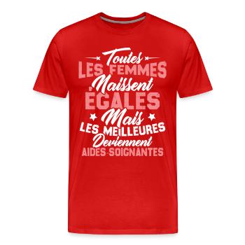Les meilleures femmes deviennent aides-soignantes - T-shirt bio Premium Homme - rouge - Devant - Damien (186cm)