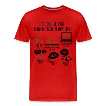 Mon temps de mon temps libre Vélo - T-shirt bio Premium Homme - rouge - Devant - Damien (186cm)