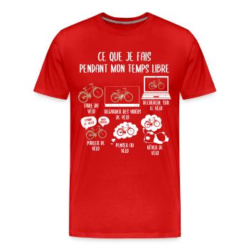 Mon temps de mon temps libre Vélo - T-shirt bio Premium Homme - rouge - Devant - Damien (186cm)