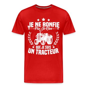 Je Ne Ronfle Pas Je Rêve Que Je Suis Un Tracteur - T-shirt bio Premium Homme - rouge - Devant - Damien (186cm)
