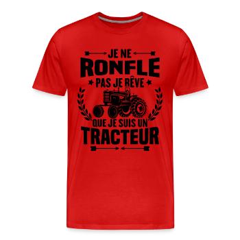 Je Ne Ronfle Pas Je Rêve Que Je Suis Un Tracteur - T-shirt bio Premium Homme - rouge - Devant - Damien (186cm)