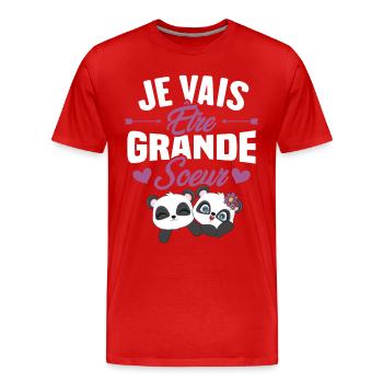 Je vais être grande soeur, future grande soeur - T-shirt bio Premium Homme - rouge - Devant - Damien (186cm)