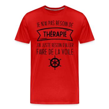 J'ai juste besoin d'aller faire de la voile - T-shirt bio Premium Homme - rouge - Devant - Damien (186cm)
