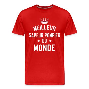 Cadeau Meilleur sapeur pompier du monde - T-shirt bio Premium Homme - rouge - Devant - Damien (186cm)