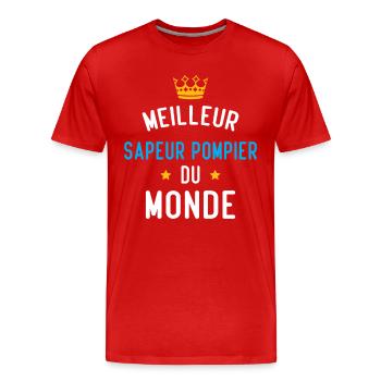 Cadeau Meilleur sapeur pompier du monde - T-shirt bio Premium Homme - rouge - Devant - Damien (186cm)