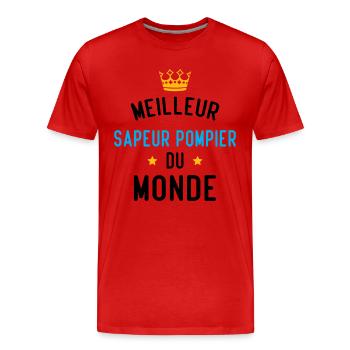 Cadeau Meilleur sapeur pompier du monde - T-shirt bio Premium Homme - rouge - Devant - Damien (186cm)