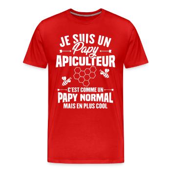 Je suis un papy Apiculteur et un papy normal - T-shirt bio Premium Homme - rouge - Devant - Damien (186cm)