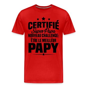 Cadeau nouveau challenge être le meilleur papy - T-shirt bio Premium Homme - rouge - Devant - Damien (186cm)