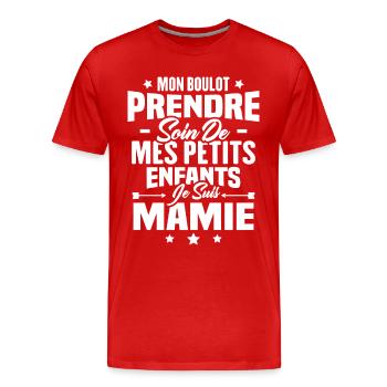 Prendre soin de mes petits enfants, Je suis mamie - T-shirt bio Premium Homme - rouge - Devant - Damien (186cm)