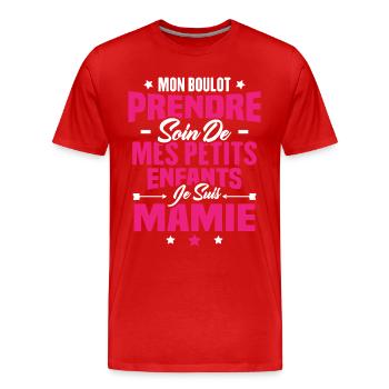 Prendre soin de mes petits enfants, Je suis mamie - T-shirt bio Premium Homme - rouge - Devant - Damien (186cm)