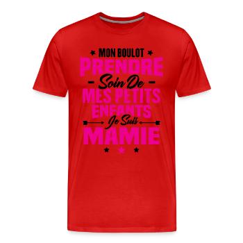 Prendre soin de mes petits enfants, Je suis mamie - T-shirt bio Premium Homme - rouge - Devant - Damien (186cm)