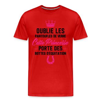 Cette Princesse Porte Des Bottes D'équitation - T-shirt bio Premium Homme - rouge - Devant - Damien (186cm)