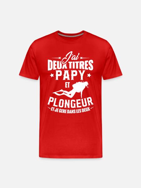Papy et Plongeur - T-shirt bio Premium Homme - rouge
