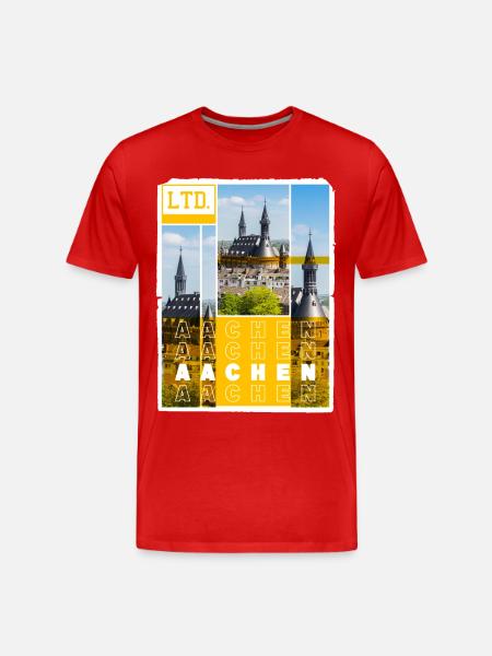 Aachen Germany City Skyline Home Love - Men's Premium Organic T-Shirt - red