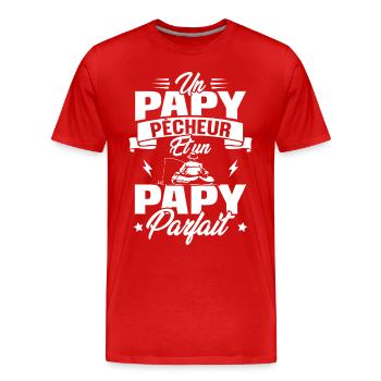 Un papy pêcheur est un papy parfait - T-shirt bio Premium Homme - rouge - Devant - Damien (186cm)