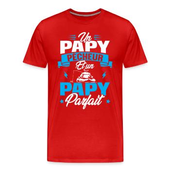 Un papy pêcheur est un papy parfait - T-shirt bio Premium Homme - rouge - Devant - Damien (186cm)