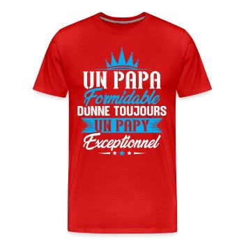 Papa formidable donne toujours papy exceptionnel - T-shirt bio Premium Homme - rouge - Devant - Damien (186cm)