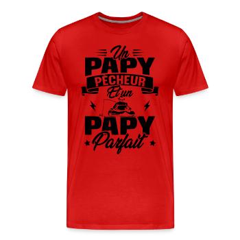 Un papy pêcheur est un papy parfait - T-shirt bio Premium Homme - rouge - Devant - Damien (186cm)