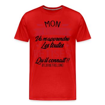 Parrain va m'apprendre les bêtises qu il connait - T-shirt bio Premium Homme - rouge - Devant - Damien (186cm)