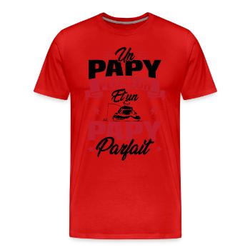 Un papy pêcheur est un papy parfait - T-shirt bio Premium Homme - rouge - Devant - Damien (186cm)
