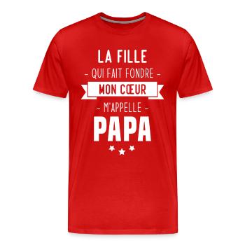 La fille qui fait fondre mon cœur m'appelle papa - T-shirt bio Premium Homme - rouge - Devant - Damien (186cm)