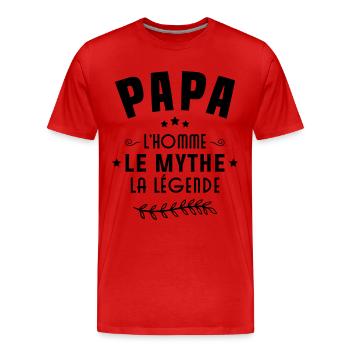 Papa l'homme le mythe la légende - T-shirt bio Premium Homme - rouge - Devant - Damien (186cm)